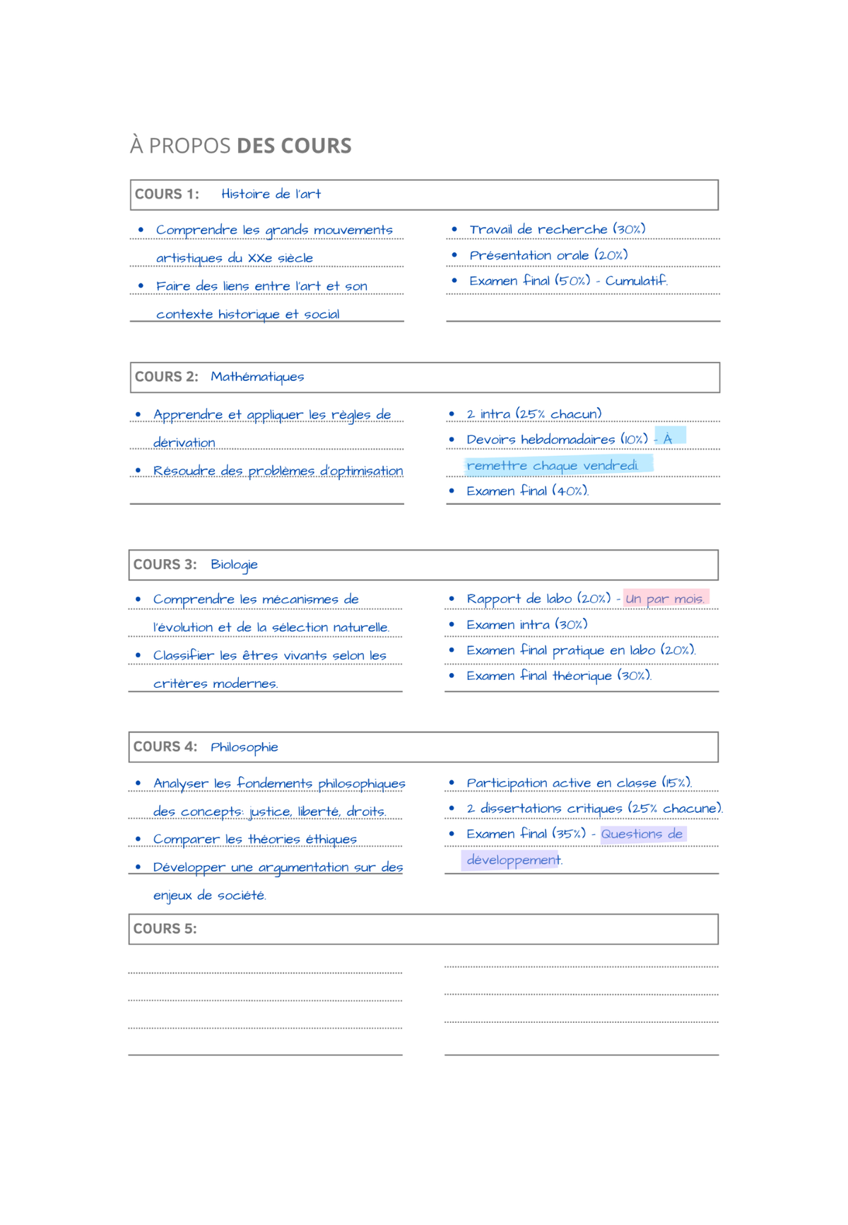 Planificateur d'études 
